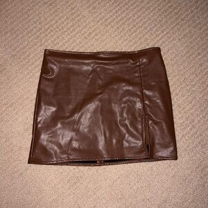 Fashion Nova Chocolate Brown Faux Leather Mini Skirt